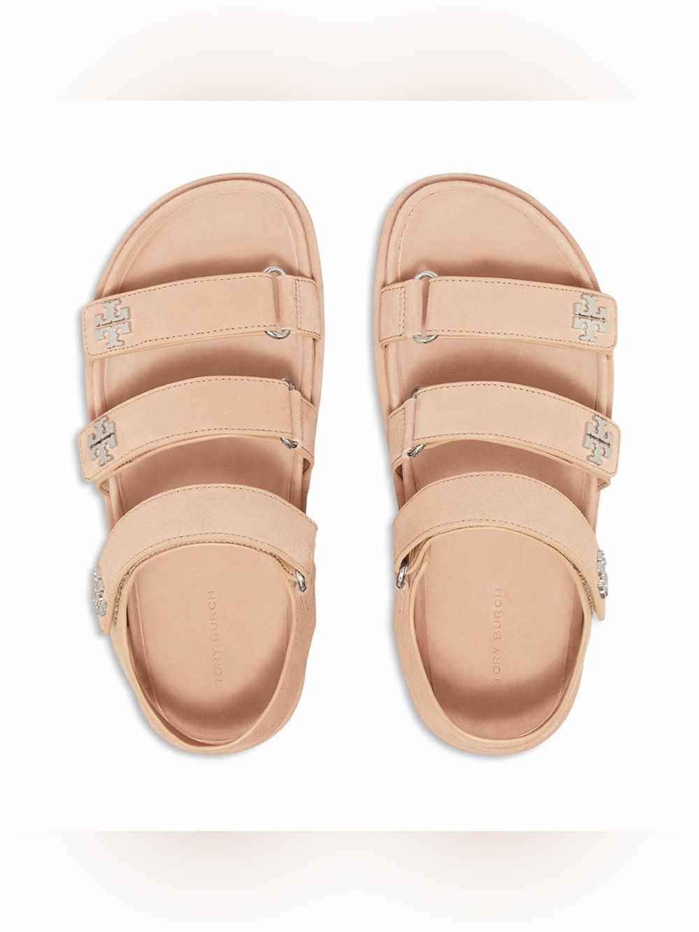 Tory Burch Kira Triple-Strap Sandals — Malva with Silver Logos - Picture 2 of 4